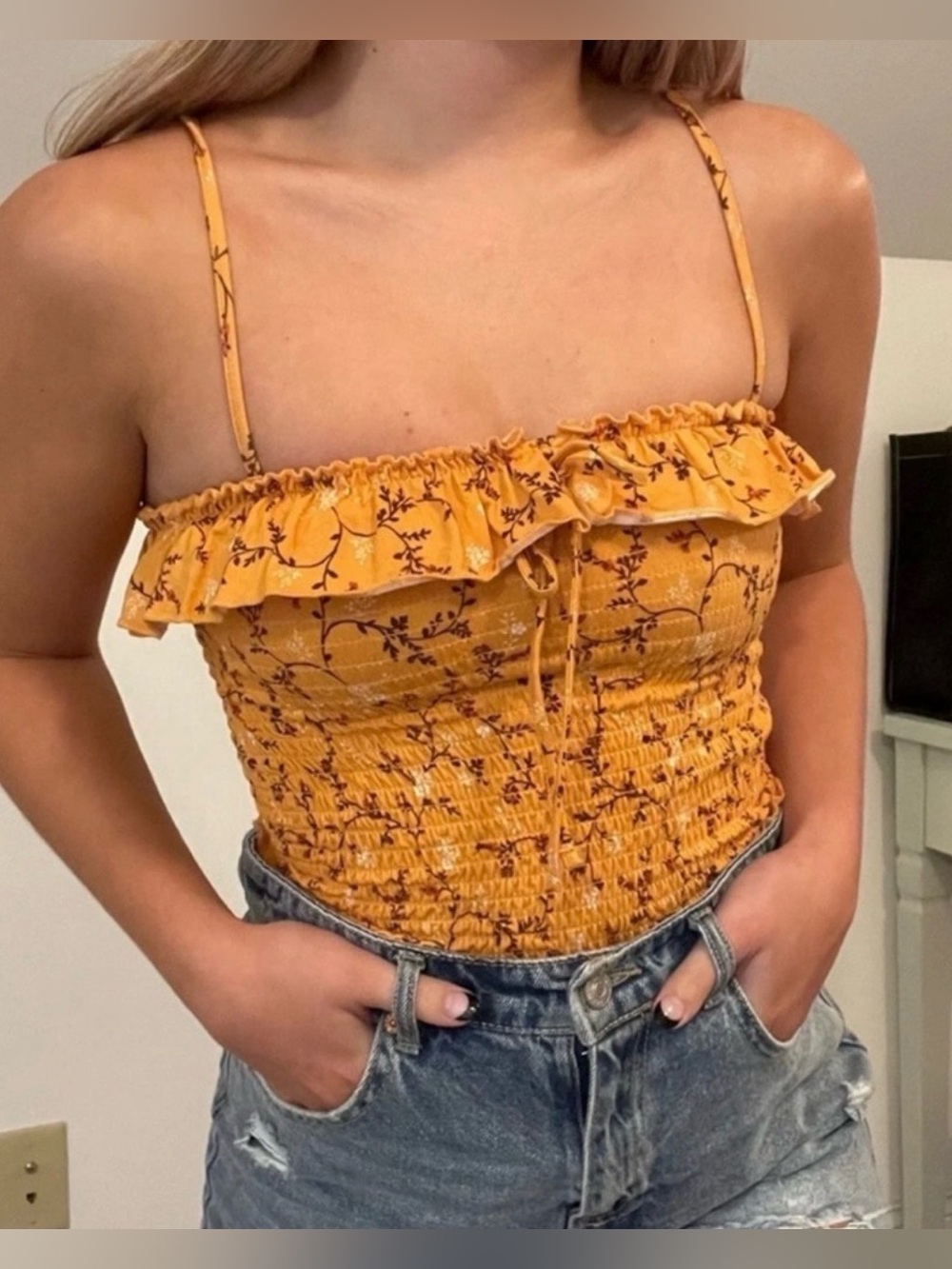 Forever 21 smocked crop top small